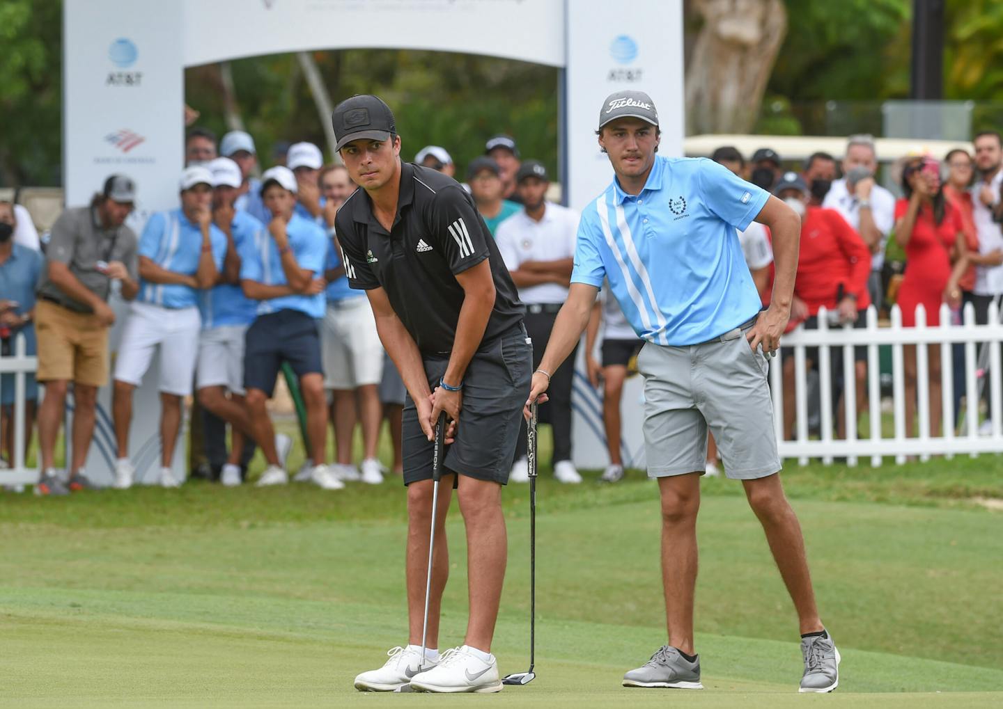 La Romana, DOMINICAN REPUBLIC: Fred Biondi of Brazil and Vicente Marzilio of Argentina pictured at the 2022 Latin America Amateur Championship at Casa de Campo Resort during Final Round on January 23rd, 2022.